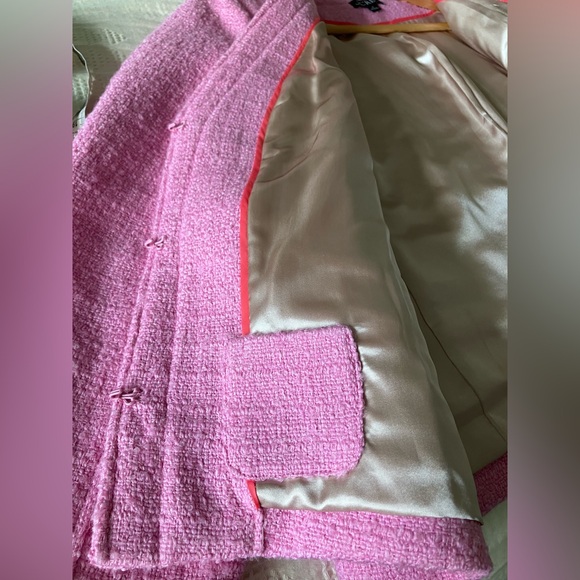J CREW Picador Pink Collarless Lady Jacket Maritime Tweed Size 20 - Picture 13 of 13